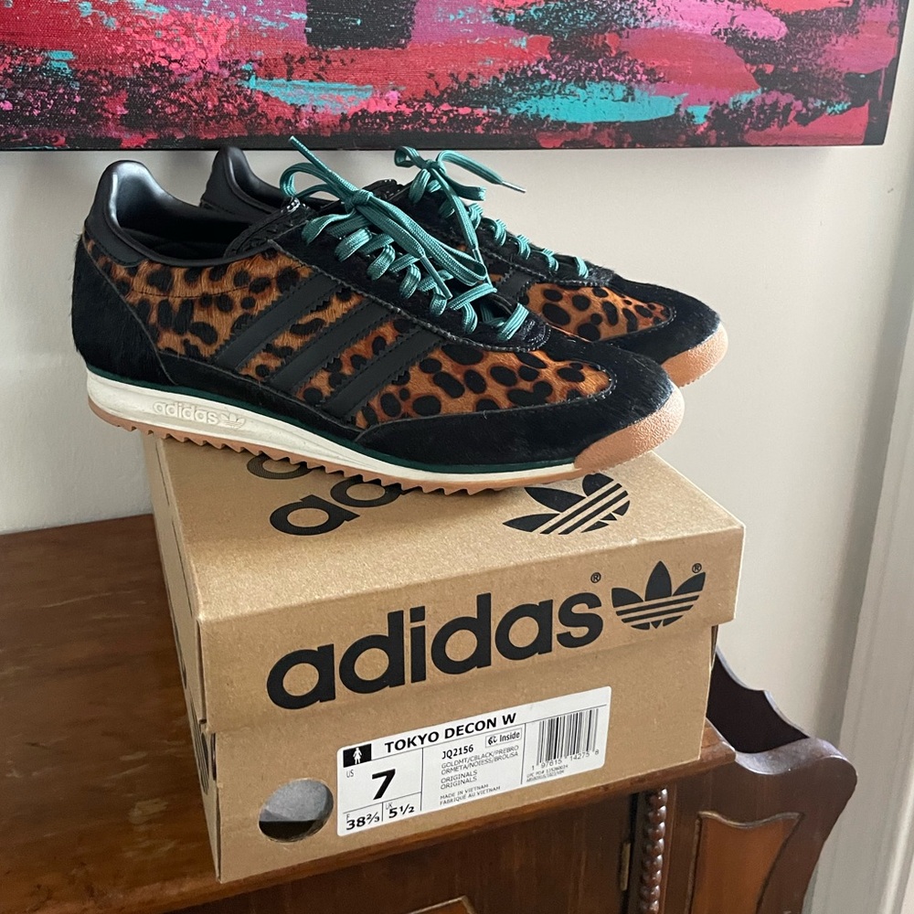 Adidas Black and Brown Cowhide Leopard Sneakers Tokyo Decon